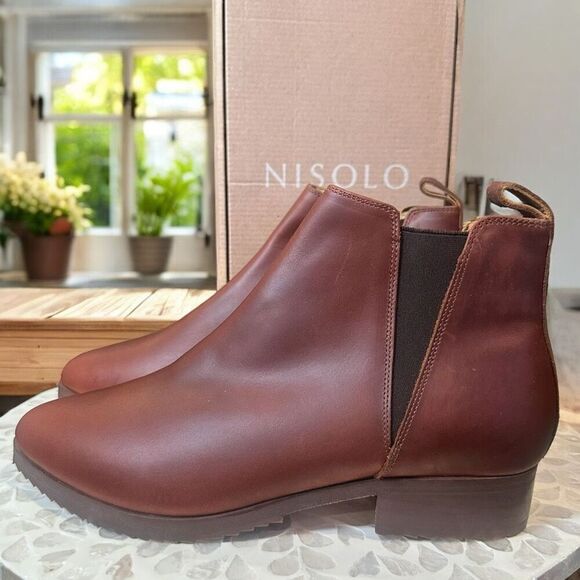 NISOLO Anthropologie $228 Chelsea Boots Women’s 9 Leather Ankle NEW Sustainable - Picture 13 of 16